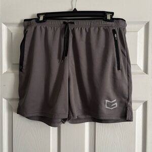 Gray Athletic Shorts with Elastic Waistband and Moisture-Wicking Fabric